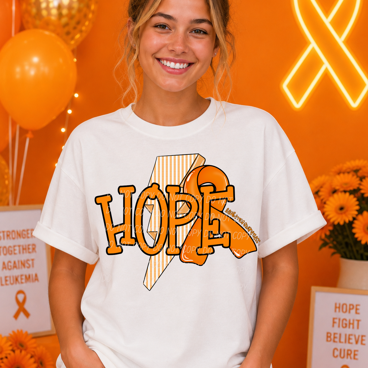 Hope-bolt and ribbon-ORANGE (CITY) DTF Transfer