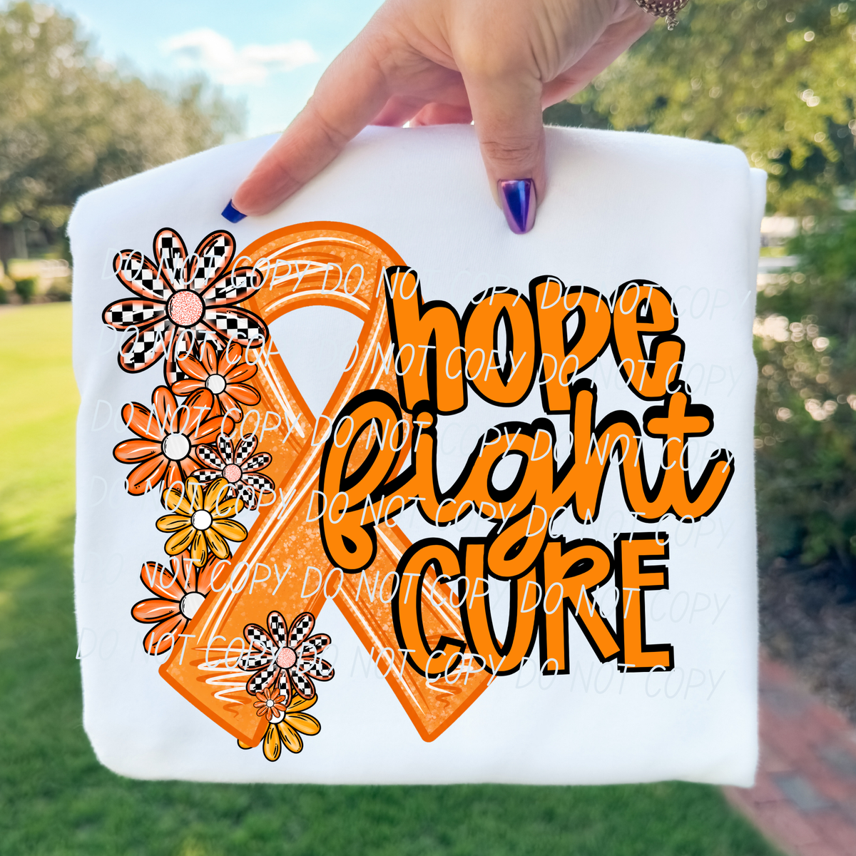 Hope Fight Cure-flower ribbon-ORANGE (CITY) DTF Transfer