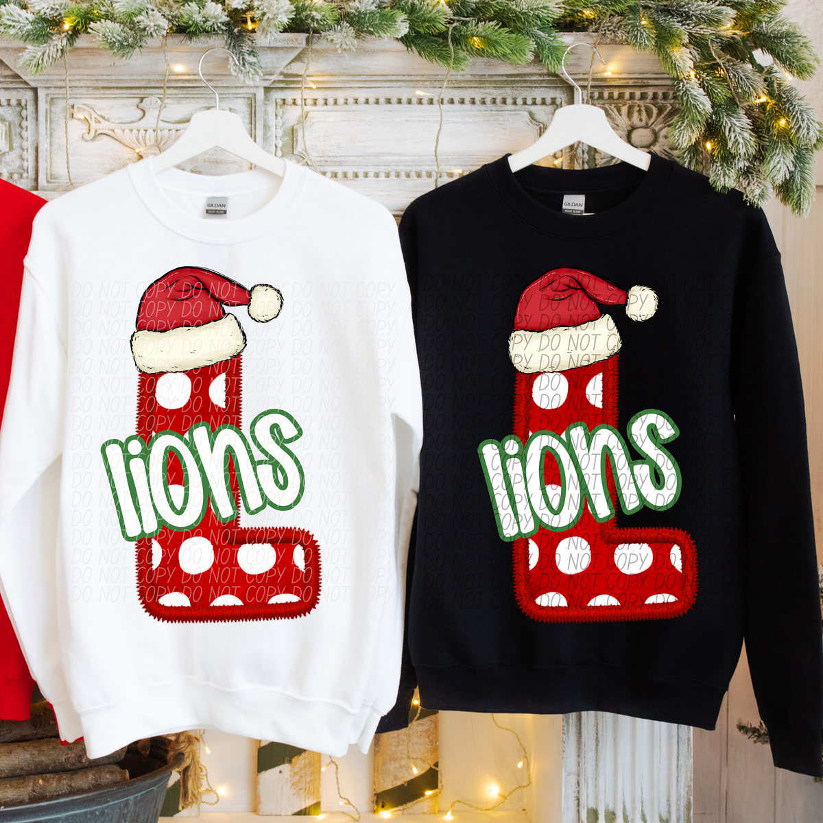 L Lions Christmas Faux Embroidery (CITY) 66322 DTF transfer