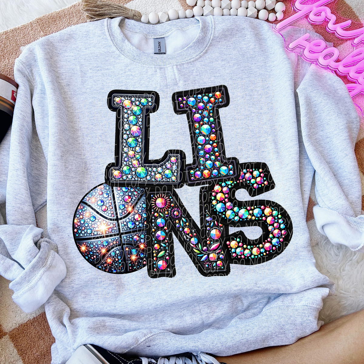 Lions Basketball Rhinestone (CITY) 66628 DTF transfer