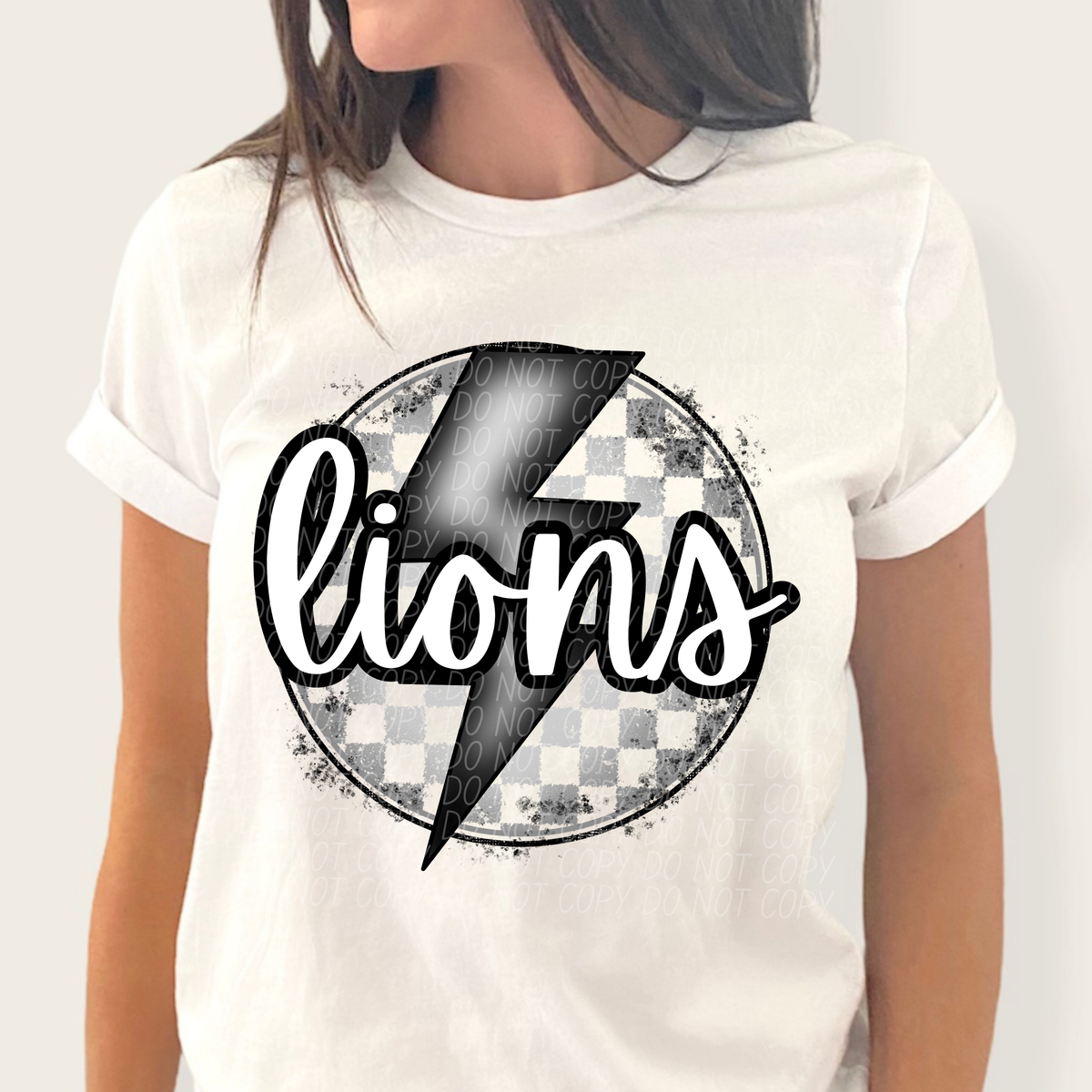 Lions grey/silver lightning bolt circle CITY DTF transfer