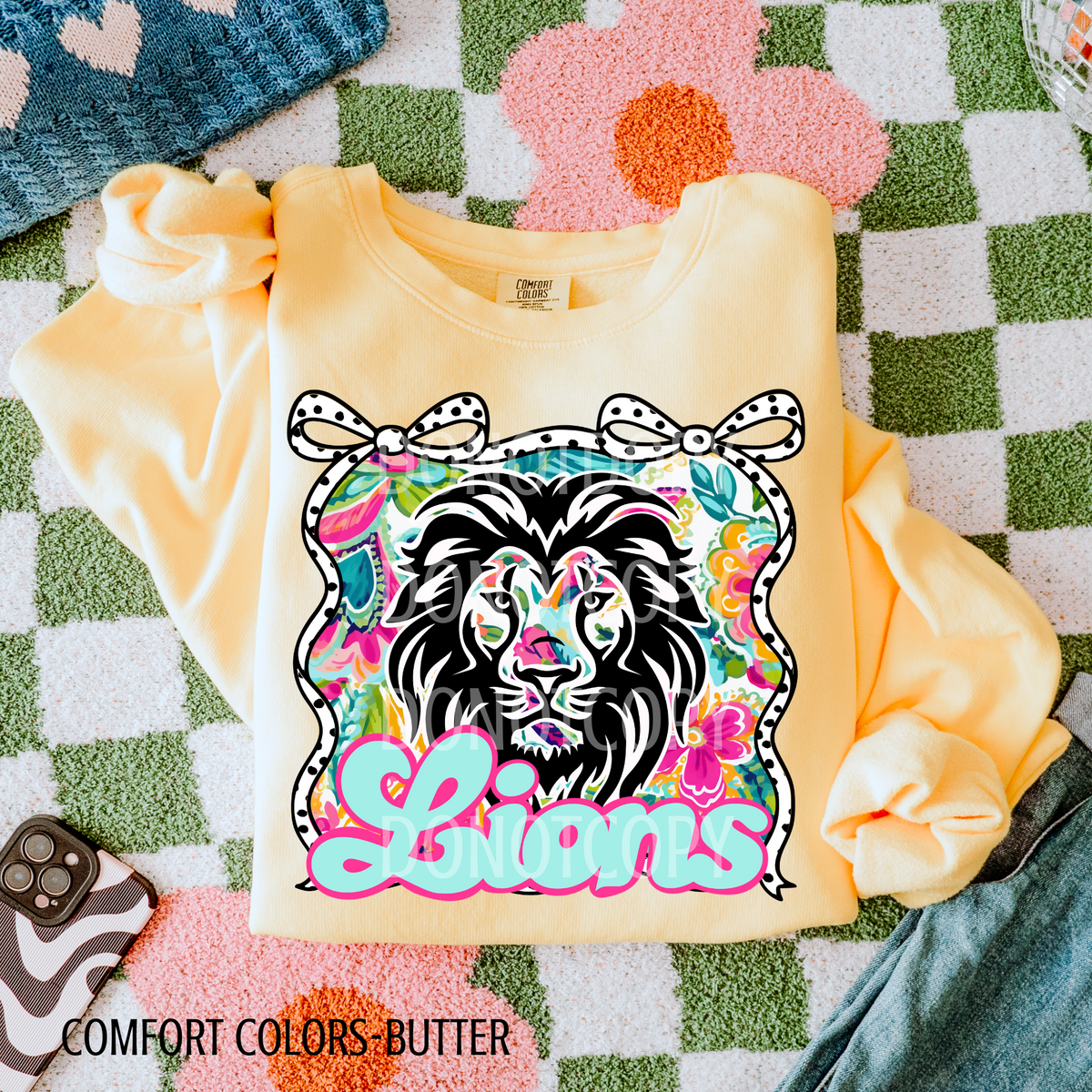 Lions Colorful Bow Frame 108365 DTF transfer