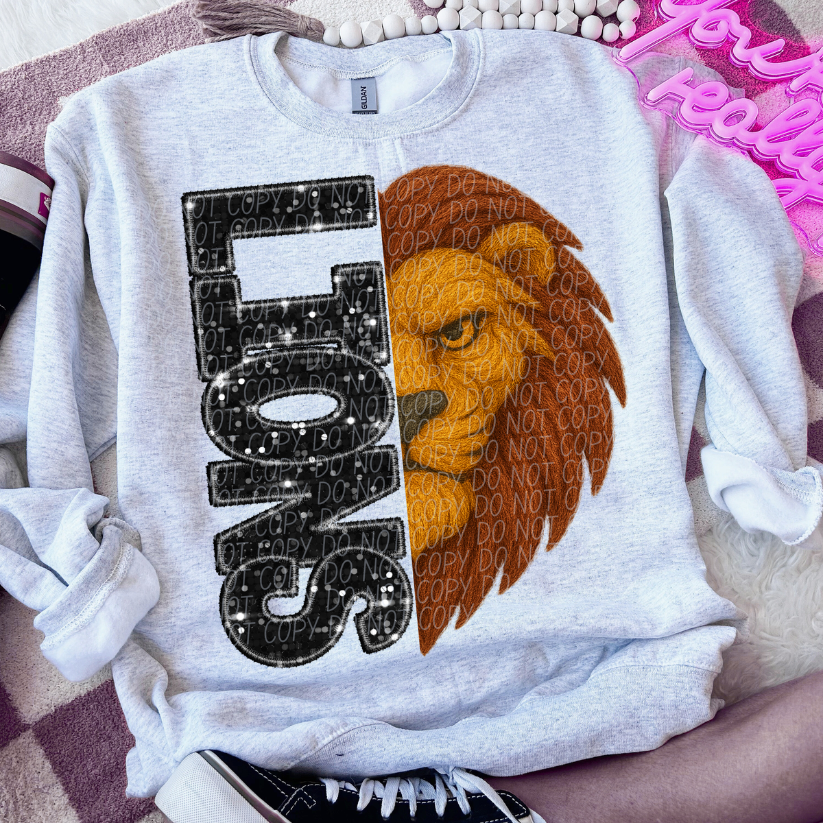 Lions half faux glitter faux yarn (City) DTF Transfers