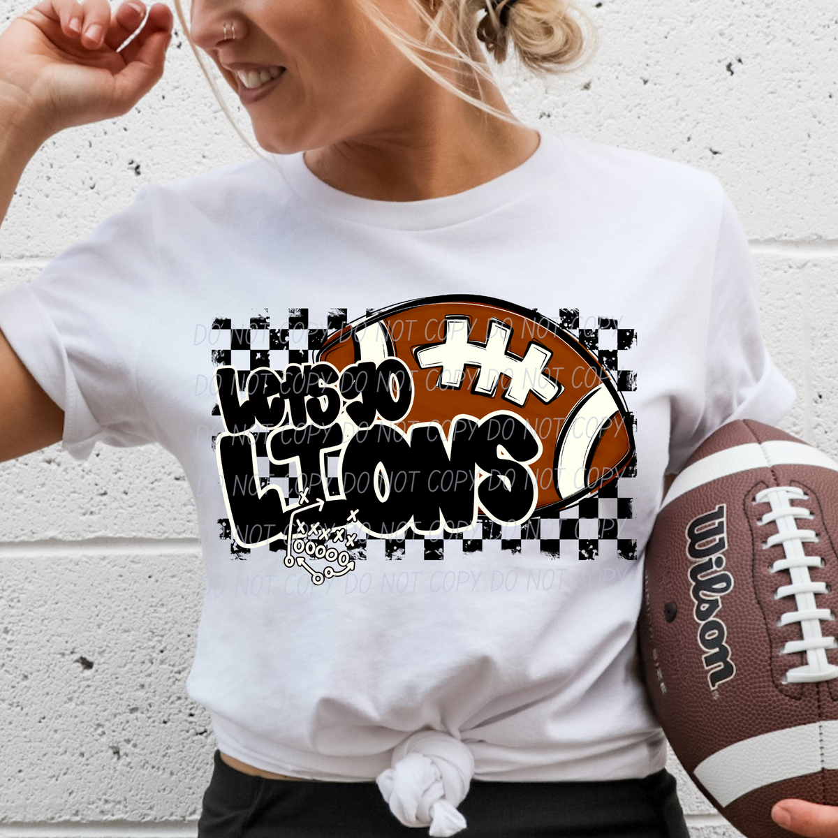 Let's go Lions (checkered background) (City) DTF Transfer