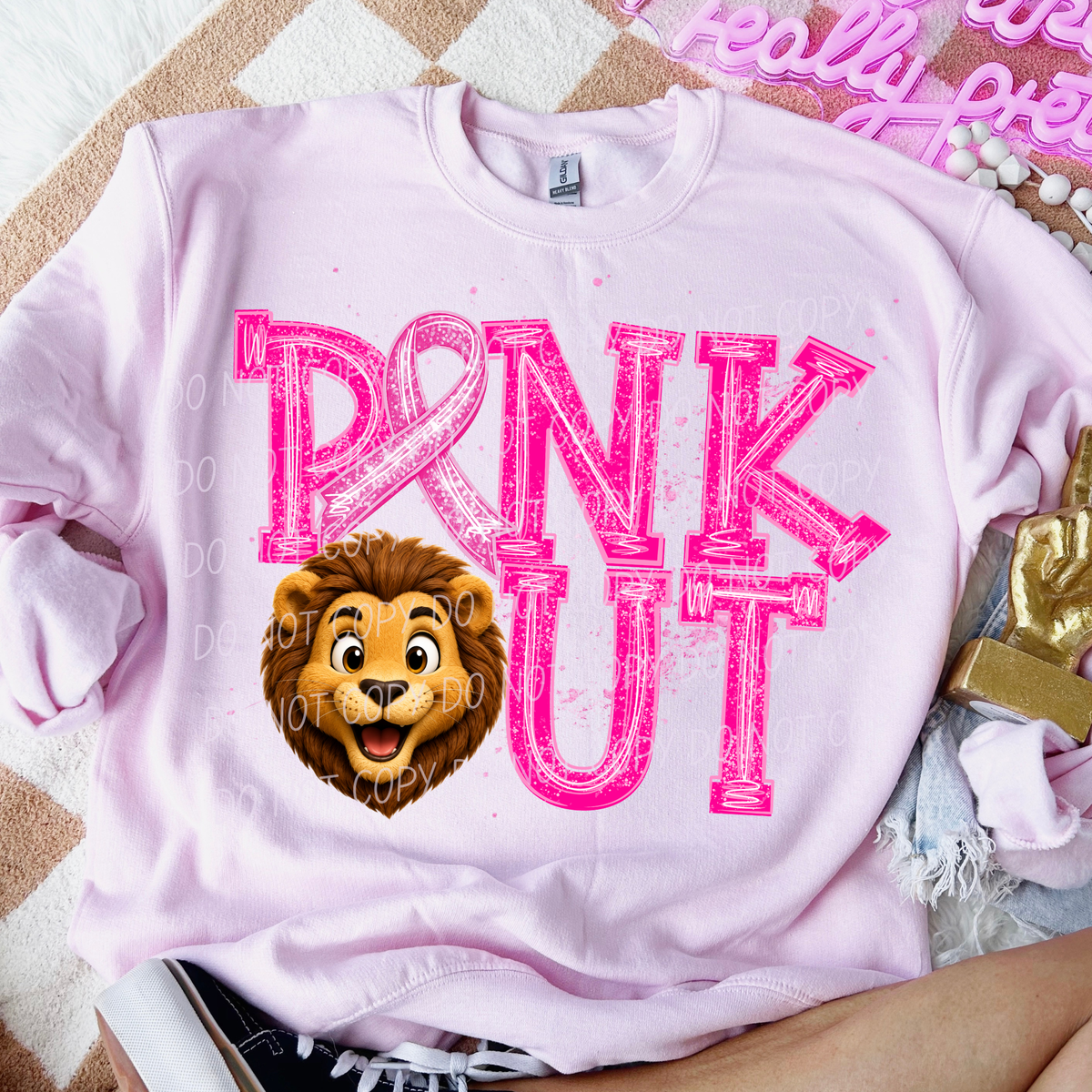 Lions Pink out (city) DTF transfer