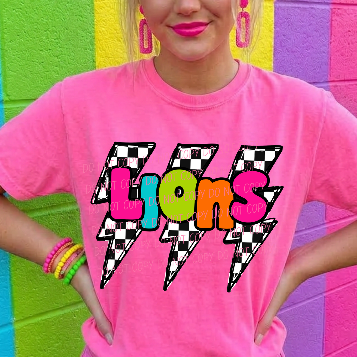 lions multi color with lightning bolt background (city) DTF Transfer