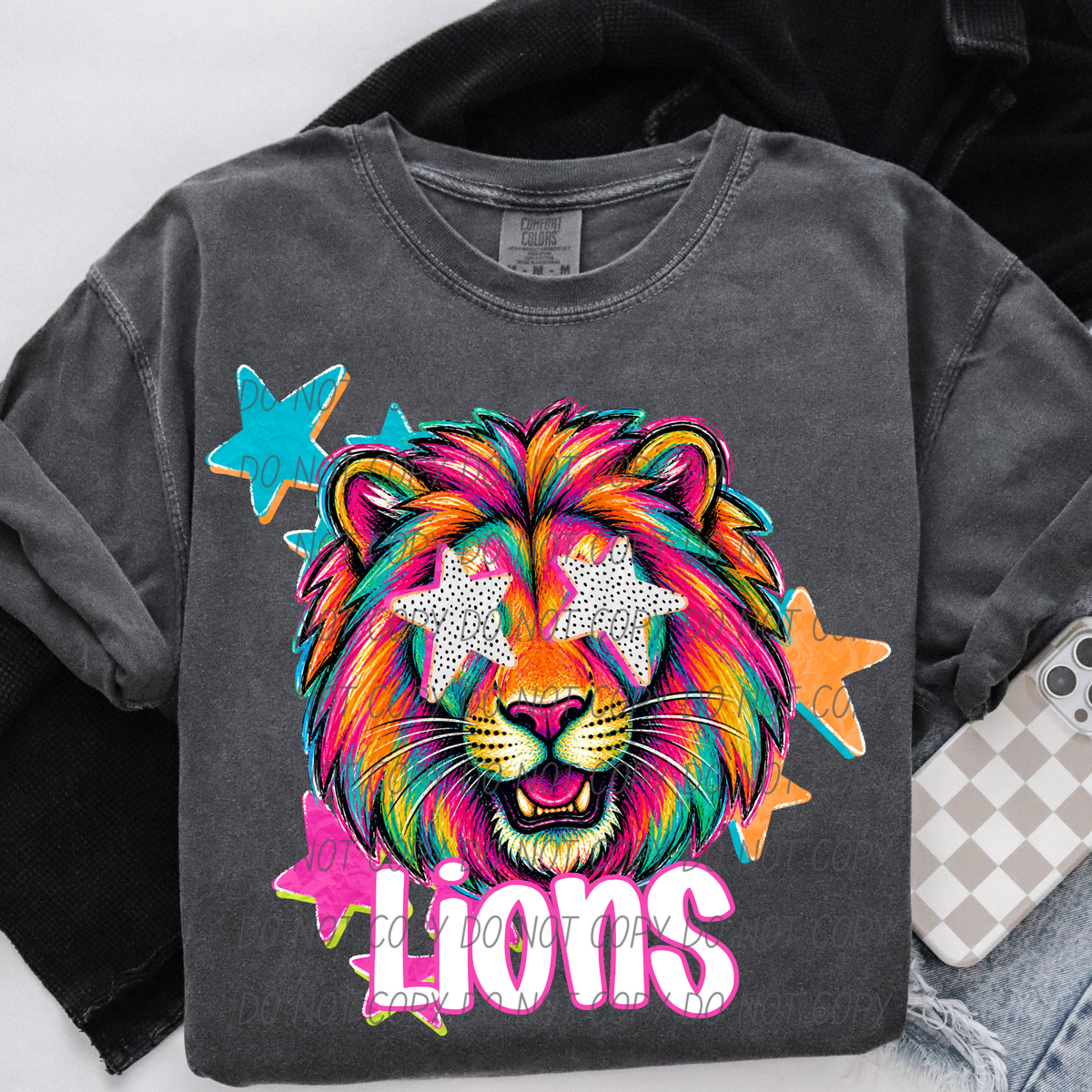 lions pop art with stars (CITY) DTF Transfer