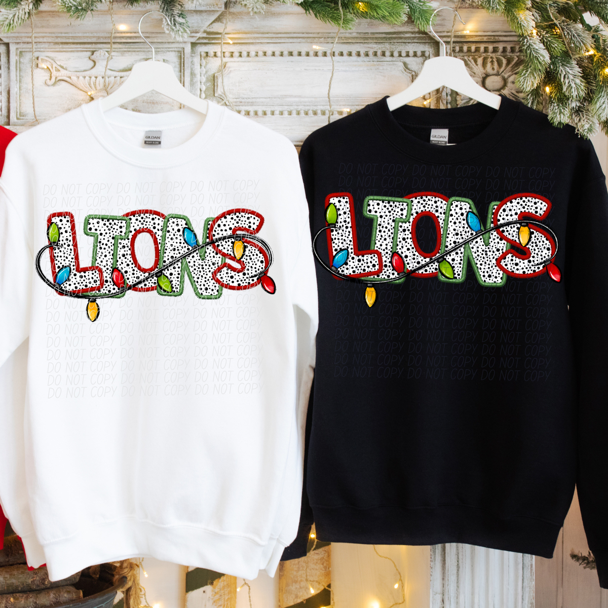 Lions Christmas Light Mascots (City) DTF Transfer