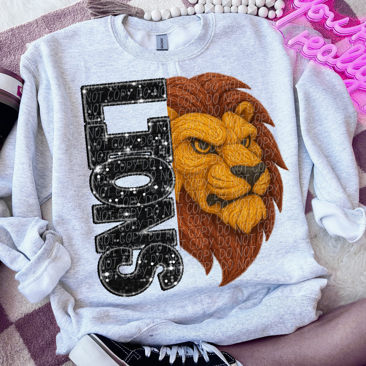 Lions realistic faux glitter faux yarn (City) DTF Transfers