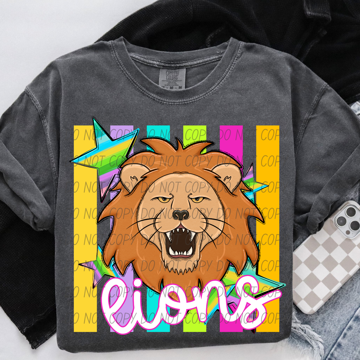 Lions neon strips (City) DTF Transfer