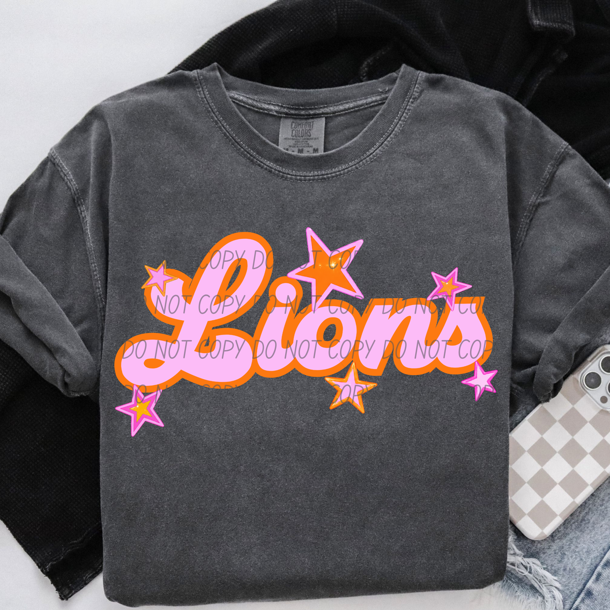 lions pink orange stars (city) DTF transfer