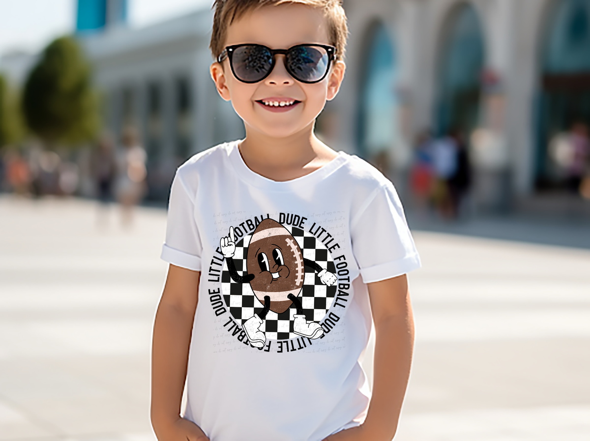 Little Football Dude Checkered Circle 116494 DTF Transfer