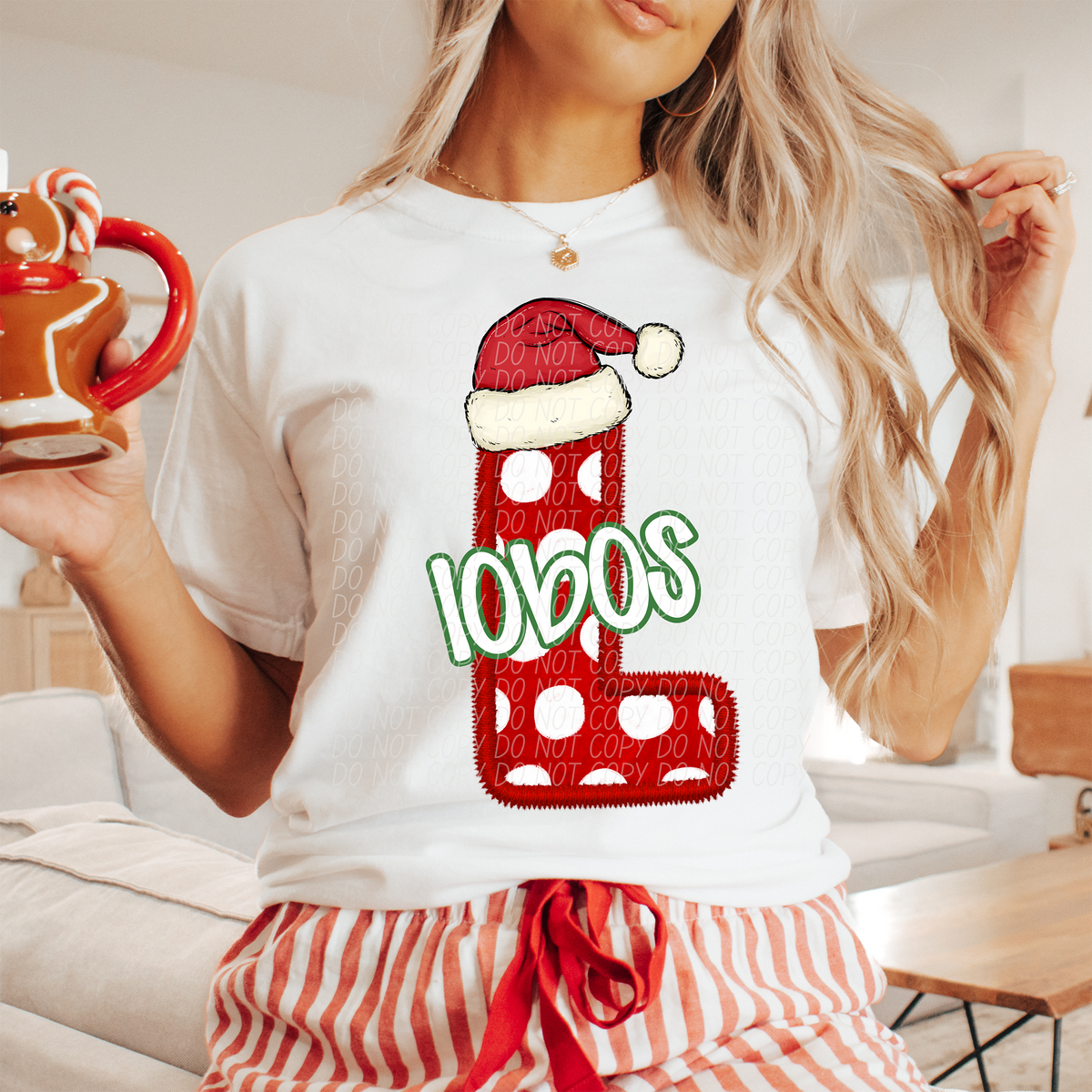 L Lobos Christmas Faux Embroidery (CITY) 66324 DTF transfer