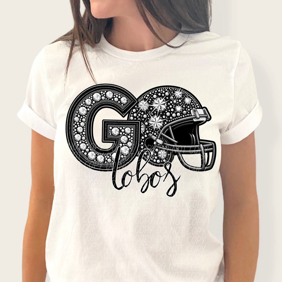 Go lobos helmet and rhinestones CITY 45026 DTF transfer