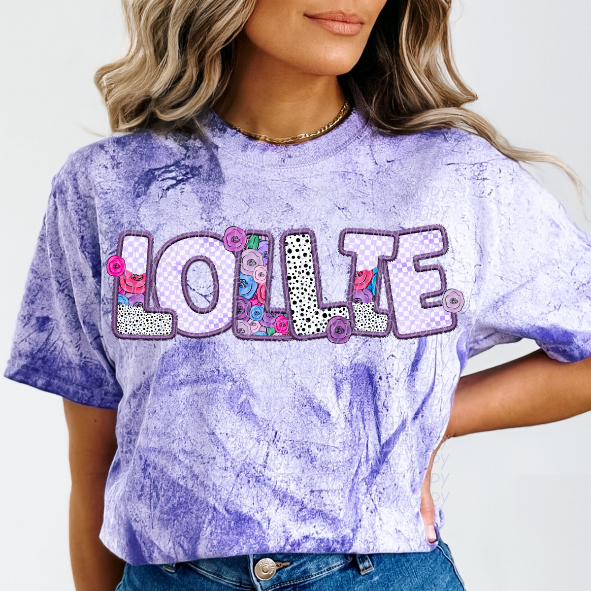 Lollie Floral Purple Checkered (CITY) DTF transfer