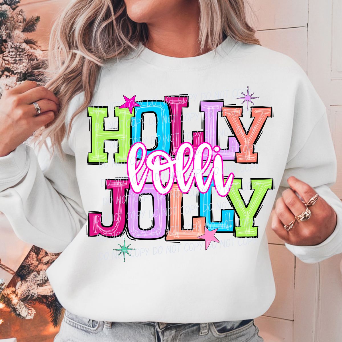 lolli holly jolly names (city) DTF Transfer