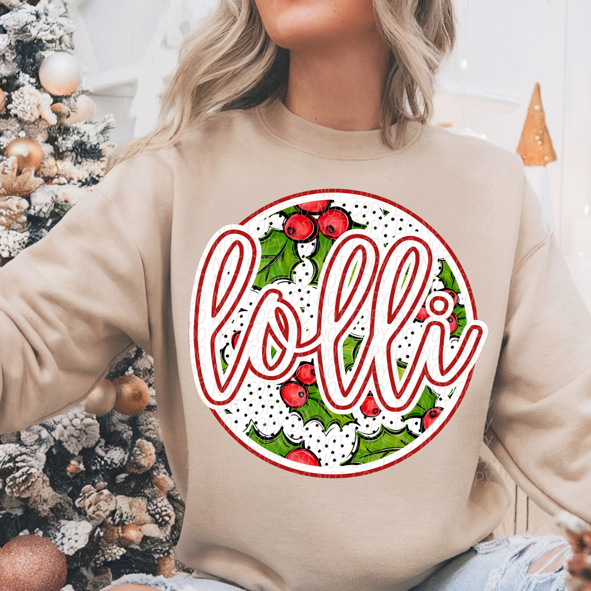 Lolli Circular Holly Leaves (City) DTF transfer