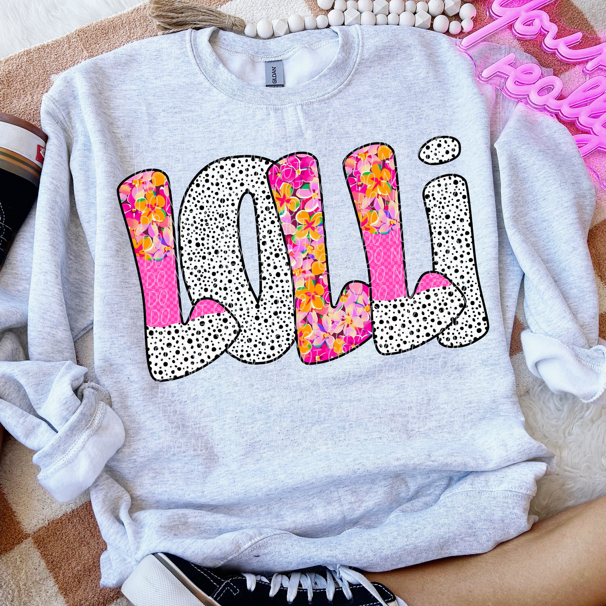 Lolli pink floral polka dot (City) DTF transfer