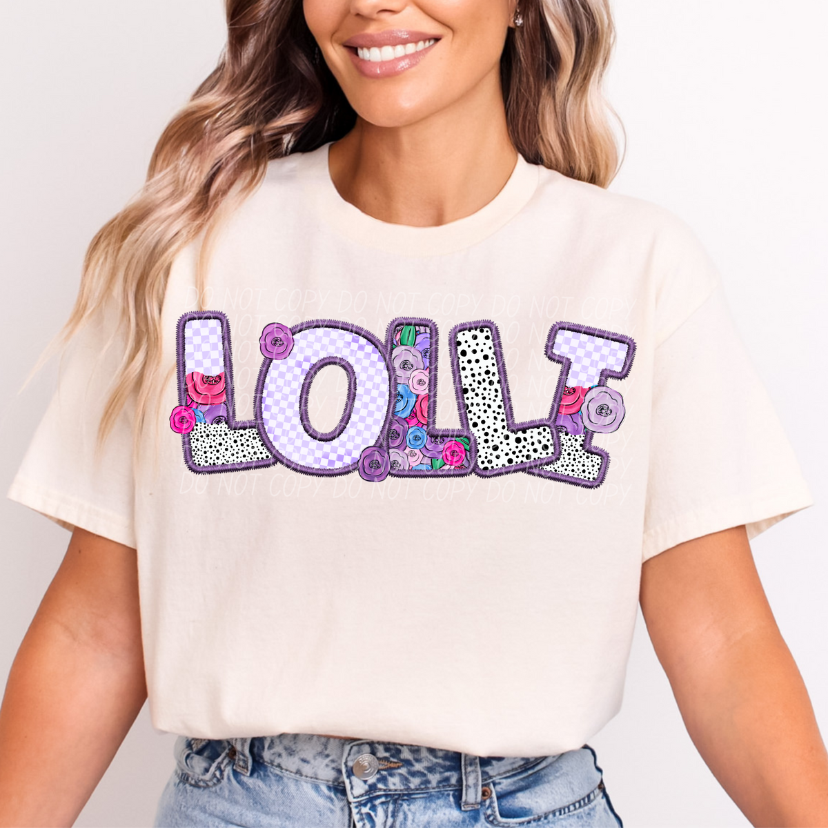 Lolli Floral Purple Checkered (CITY) DTF transfer