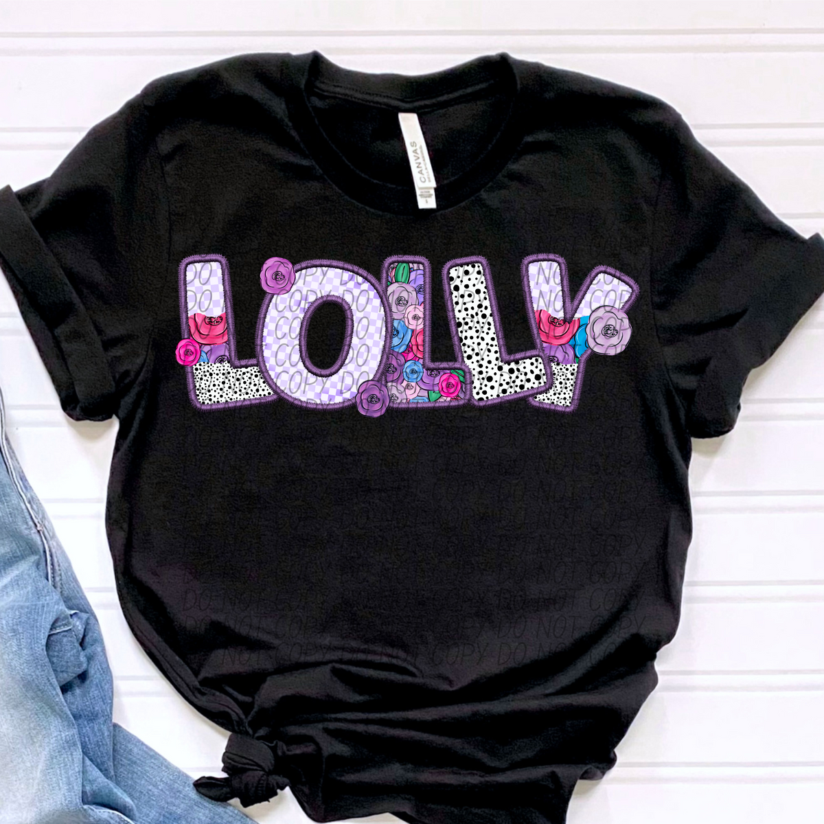 Lolly Floral Purple Checkered (CITY) DTF transfer