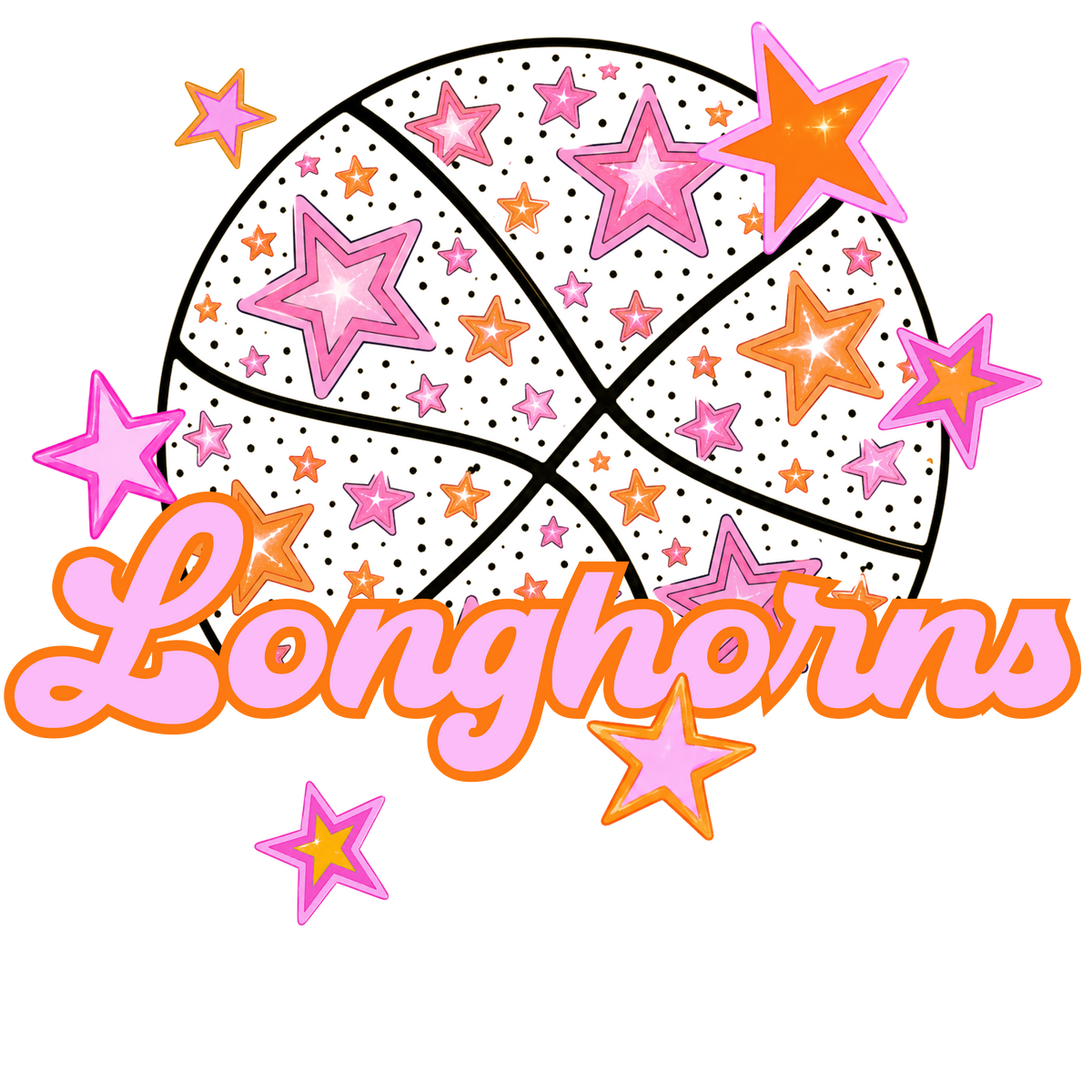 longhorns pink basketball (city) DTF transfer