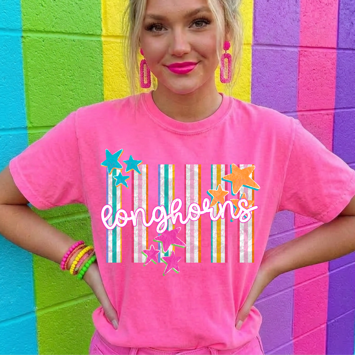 long horns spirit stripes (city) DTF Transfer