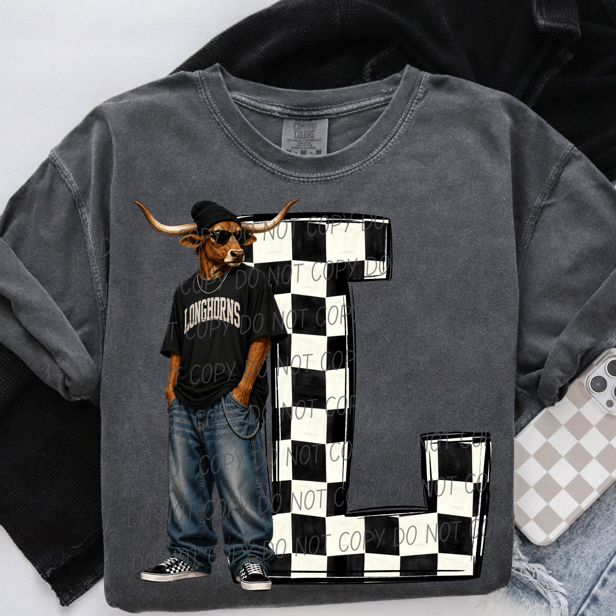 Longhorns sideline sweatshirt mascots (City) DTF Transfer