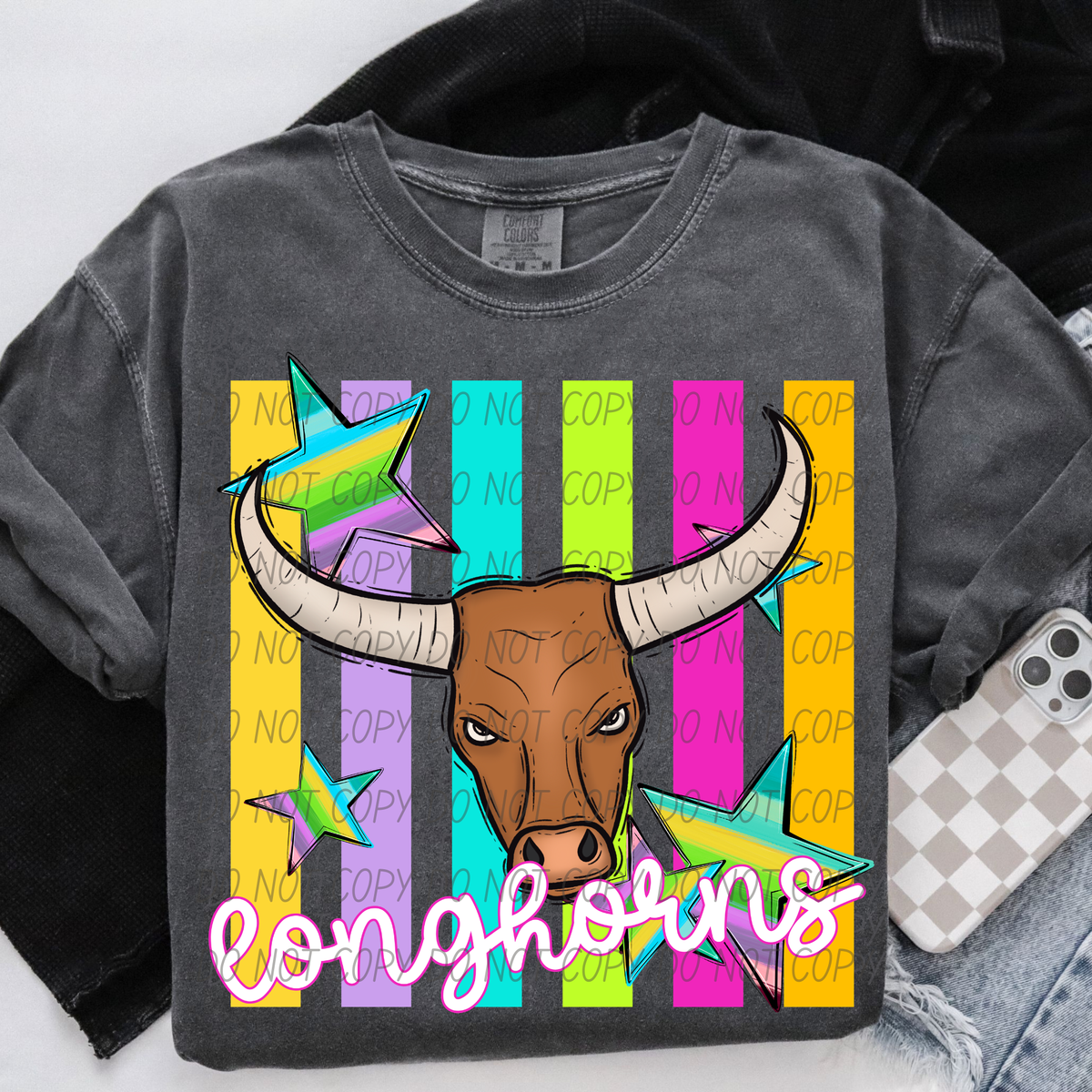 Longhorns Neon strip mascot (City) DTF Transfer