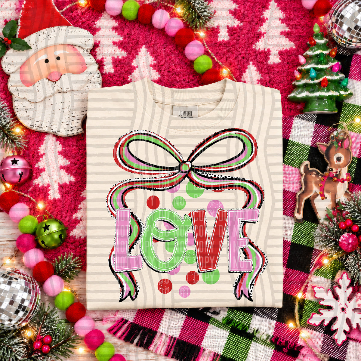 Love -Christmas Bow (Caplinger) DTF Transfer