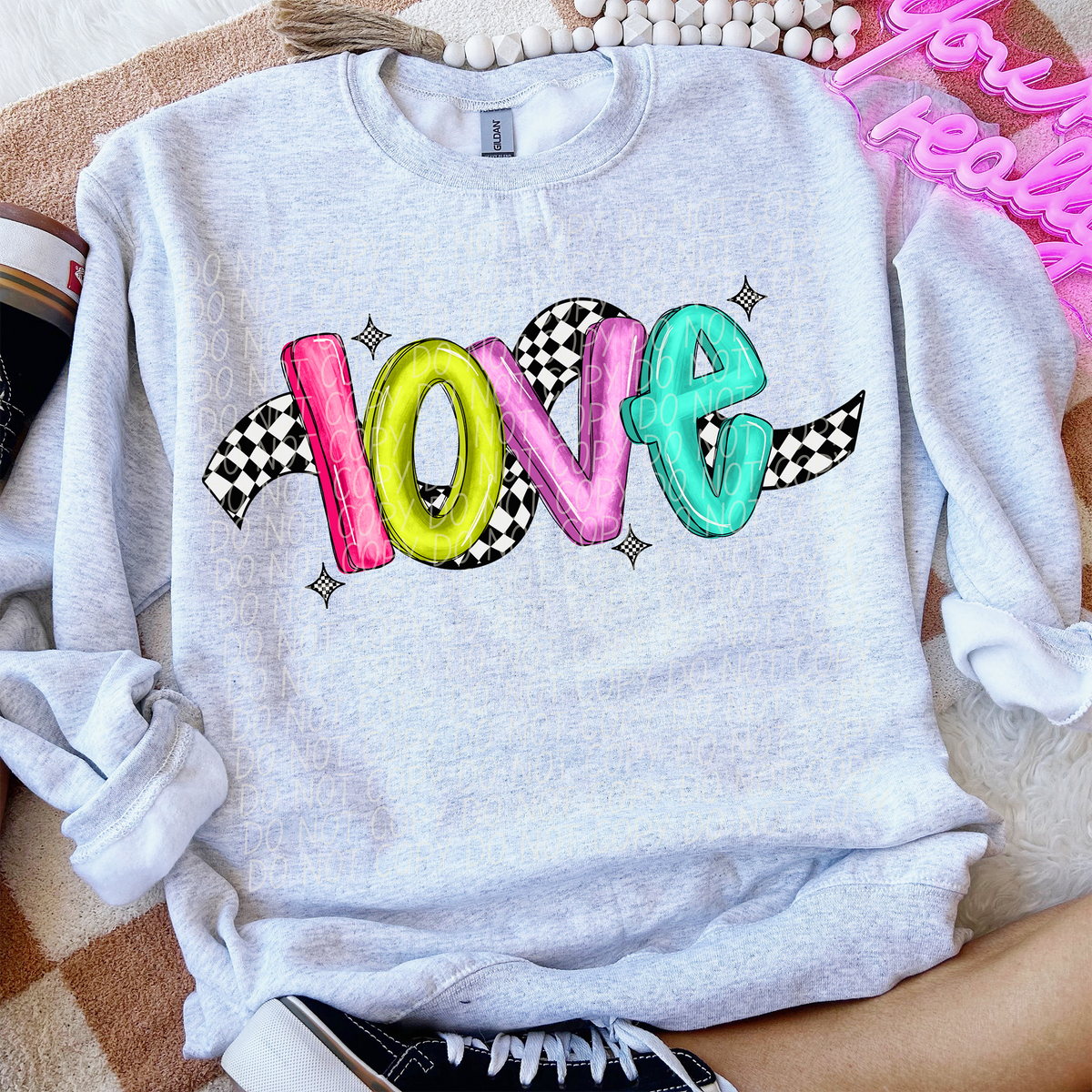 Love Colorful Checker 74264 DTF Transfer