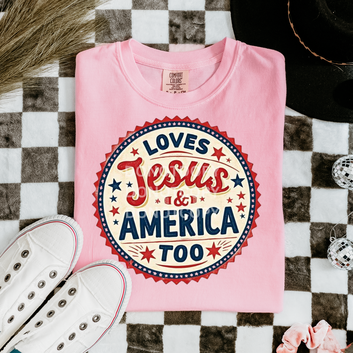 Love Jesus and America too circle (CSG) DTF Transfer
