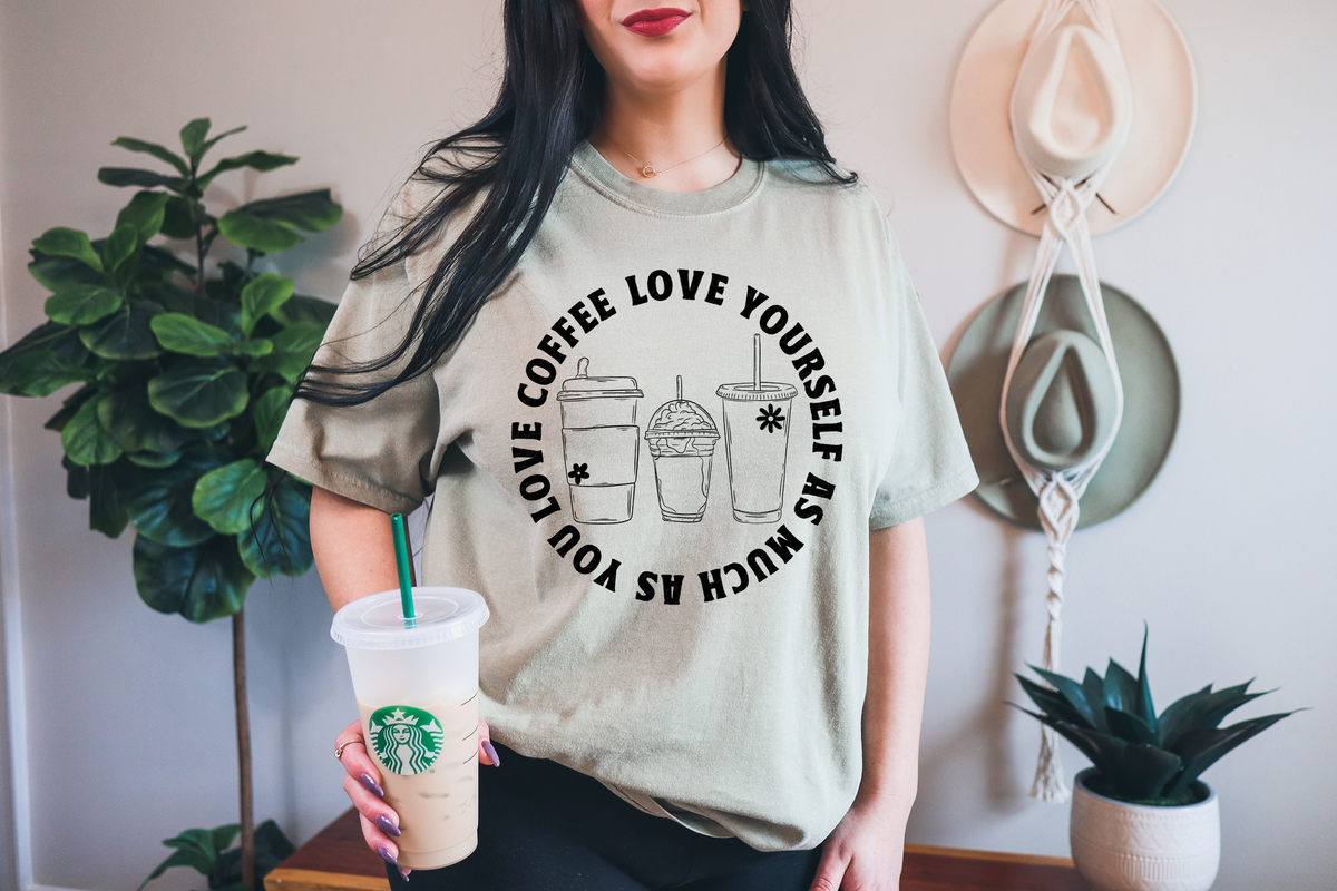 Love Yourself As Much As You Love Coffee Trio Coffee Cup 116499 DTF Transfer