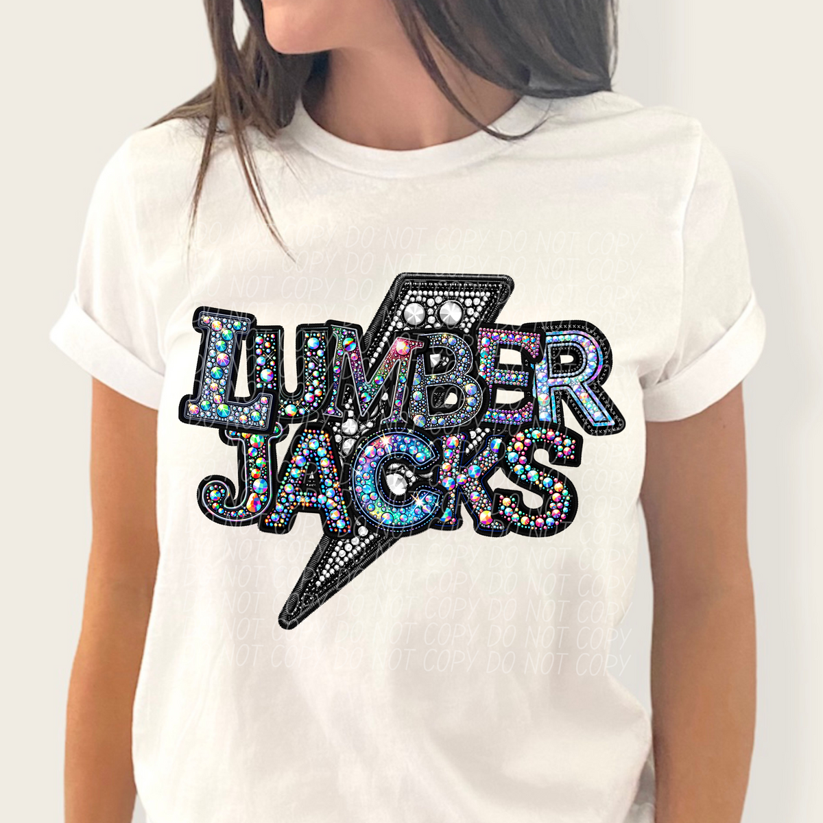Lumber jacks lightning bolt rhinestones (city) 45266 DTF transfers