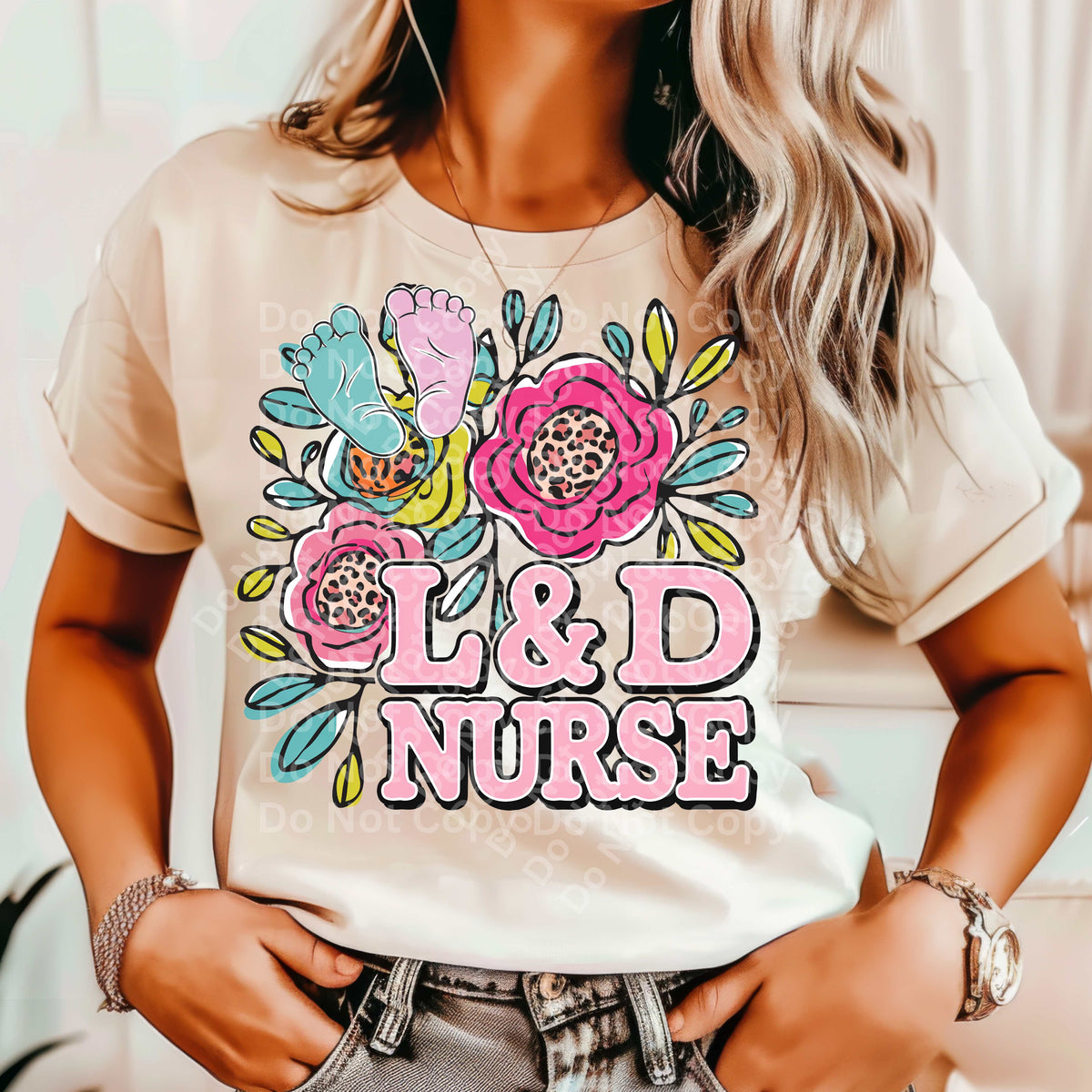 L&D nurse flowers (Irene) DTF Transfer