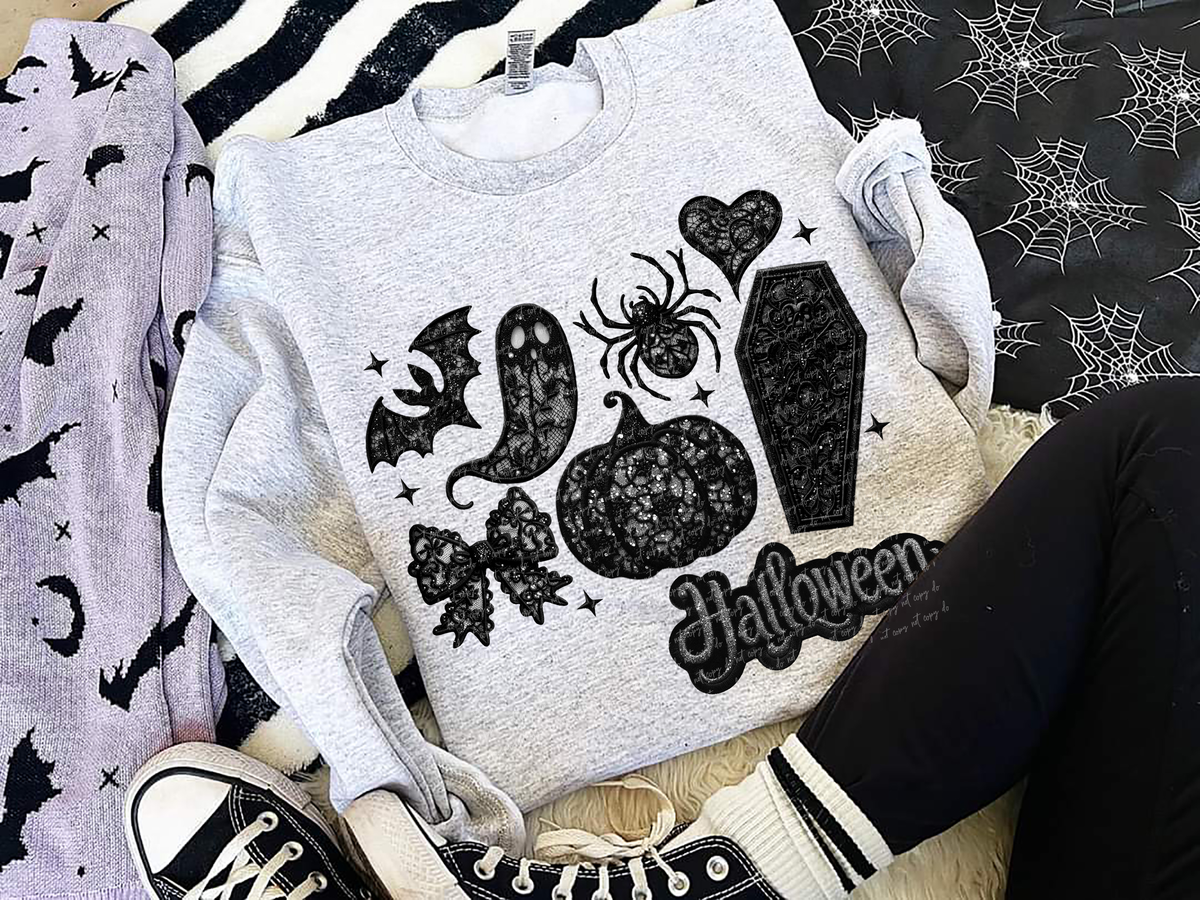 Lace Halloween Collage Faux Embroidery 57051 DTF transfer