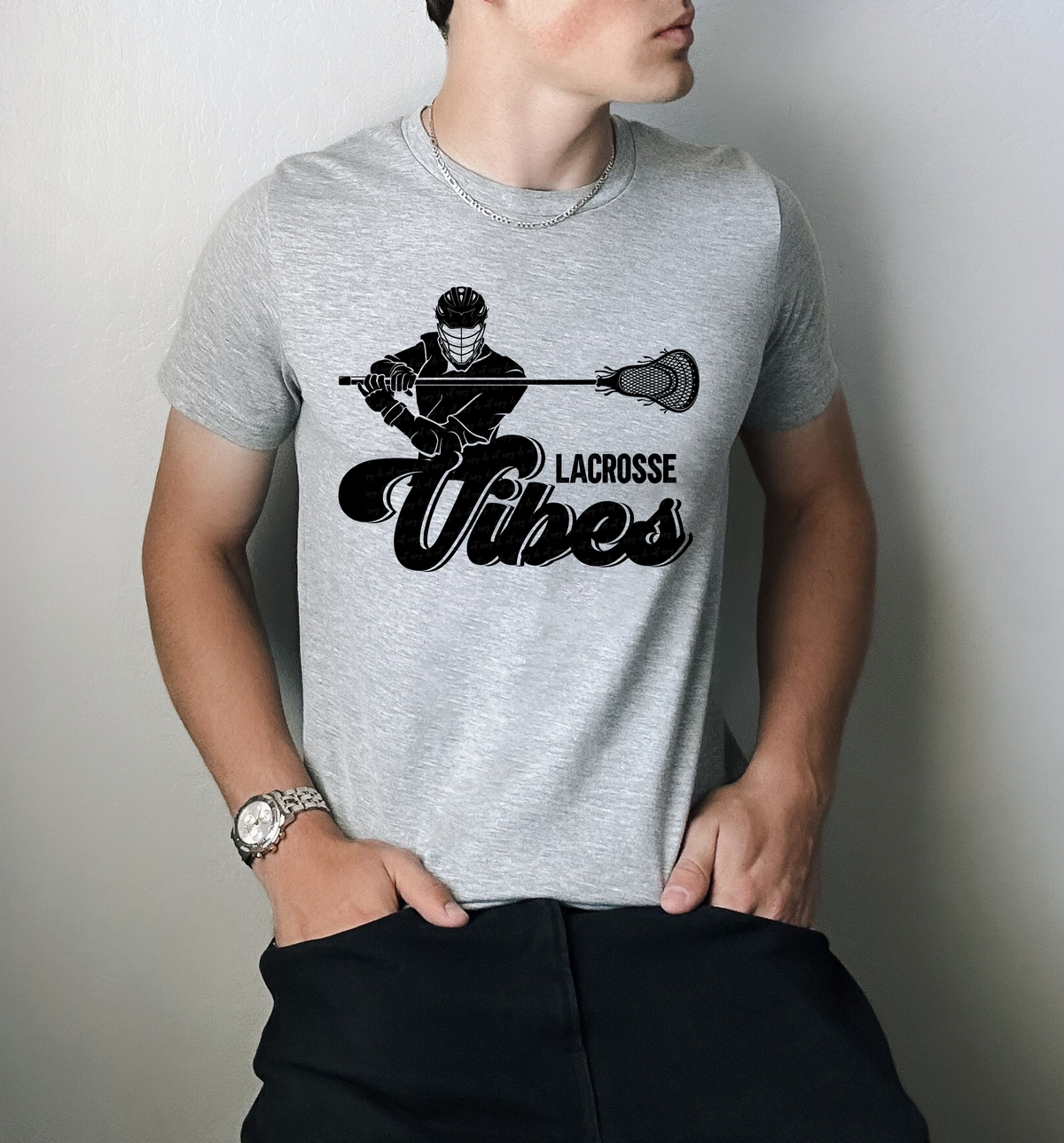 Lacrosse Vibes Male Black Font 115800 DTF TRANSFER