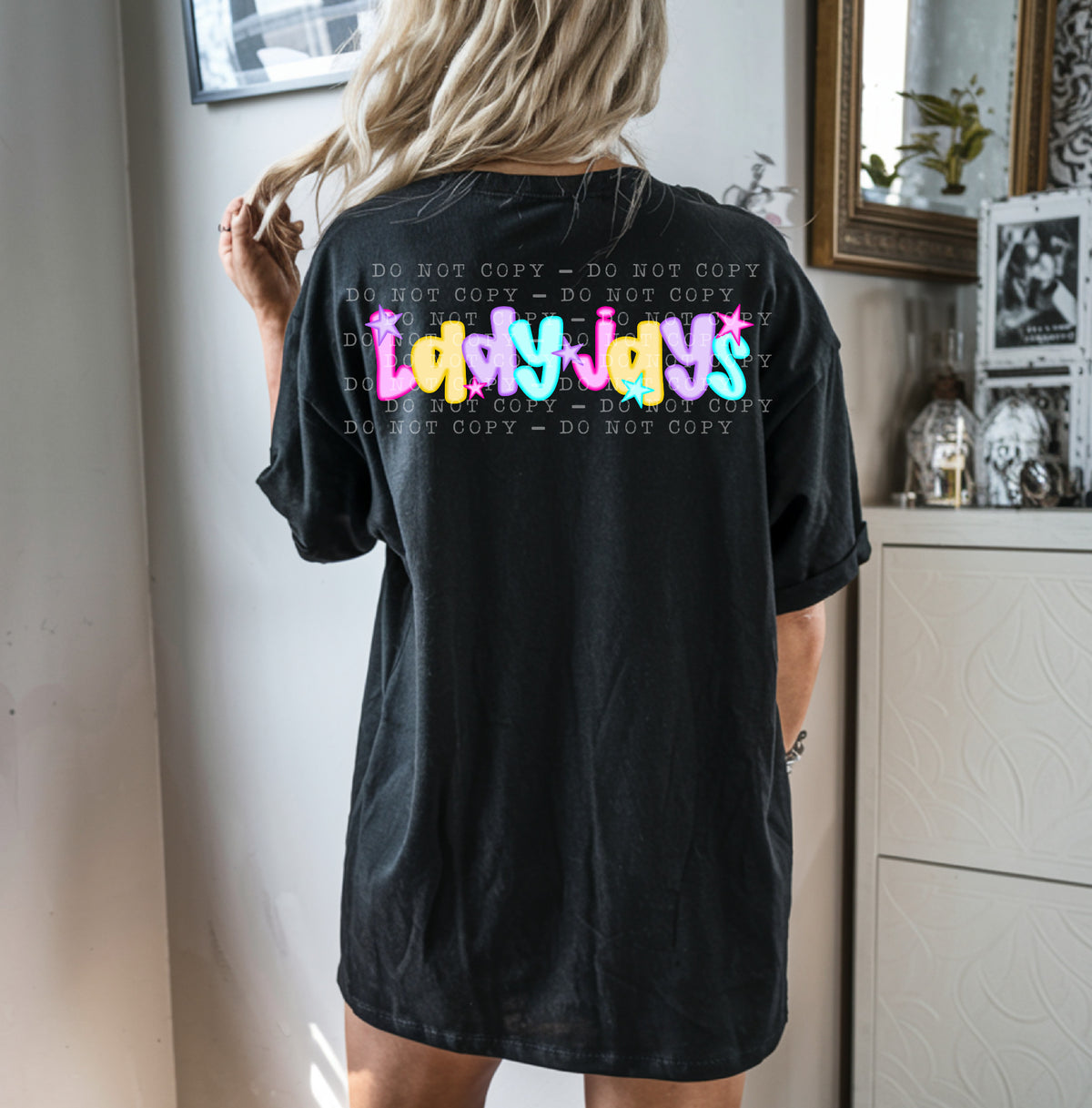 Lady Jays With Stars - Neon 104763 DTF transfer