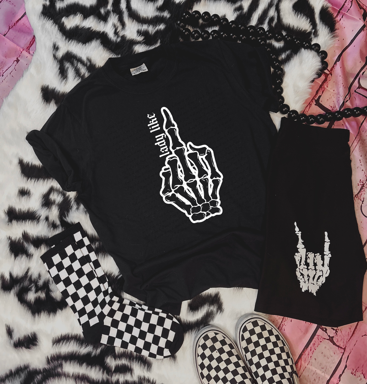 Lady Like Middle Finger Skellie White 86412 DTF Transfer