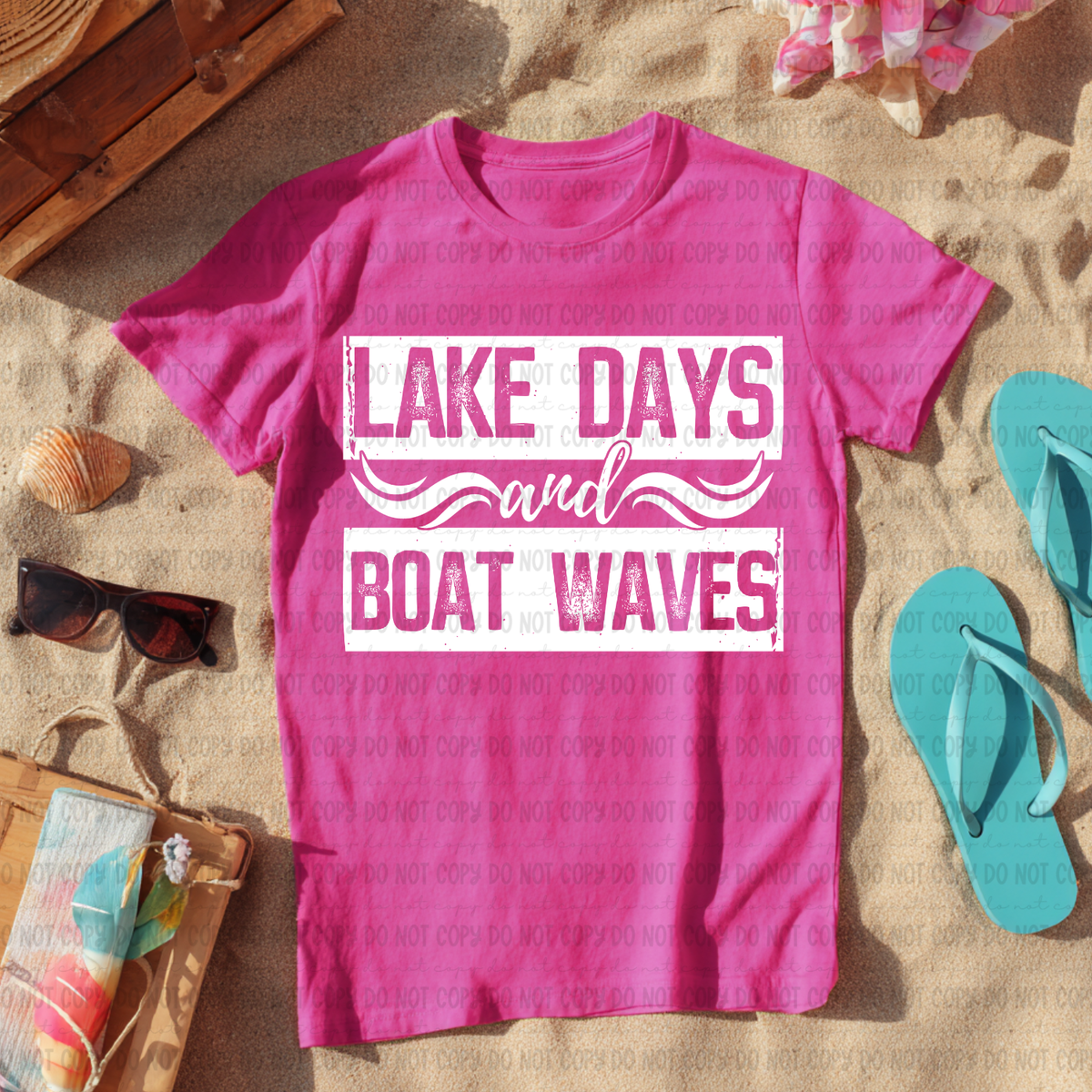 Lake days and boat waves white (Revel) DTF Transfer