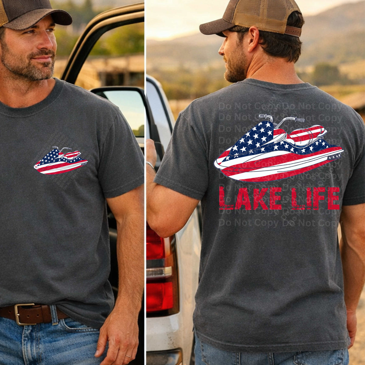 Lake life patriotic jet ski (BACK ONLY) (Irene) DTF Transfer