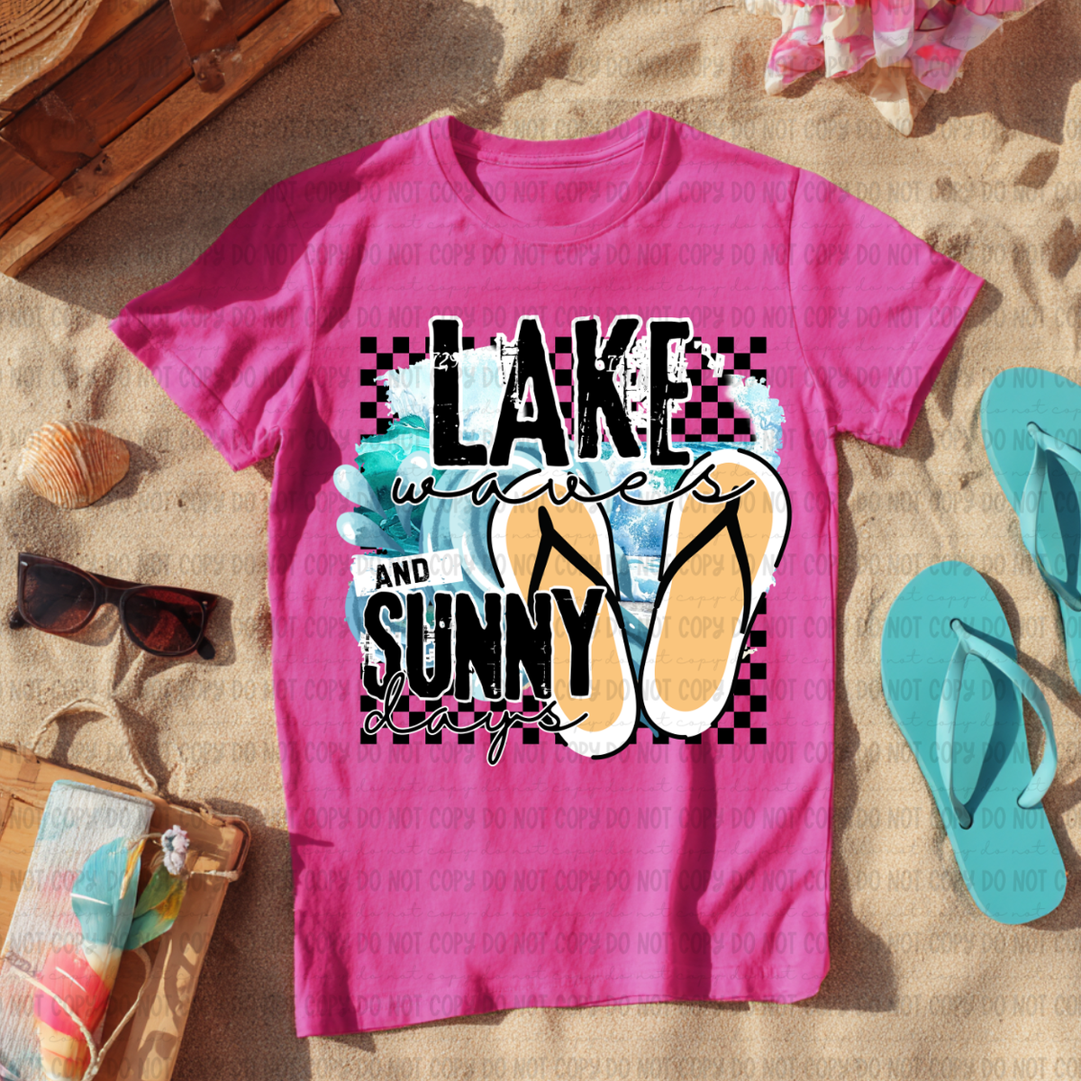 Lake waves and sunny days flip flops (Revel) DTF Transfer