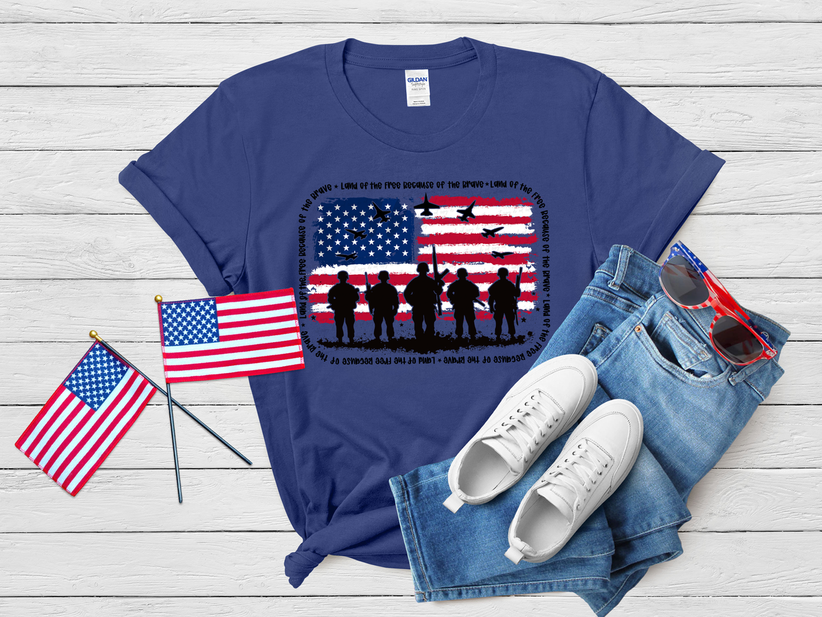 Land Of The Free Because of The Braves USA Flag Navy 111401 DTF transfer