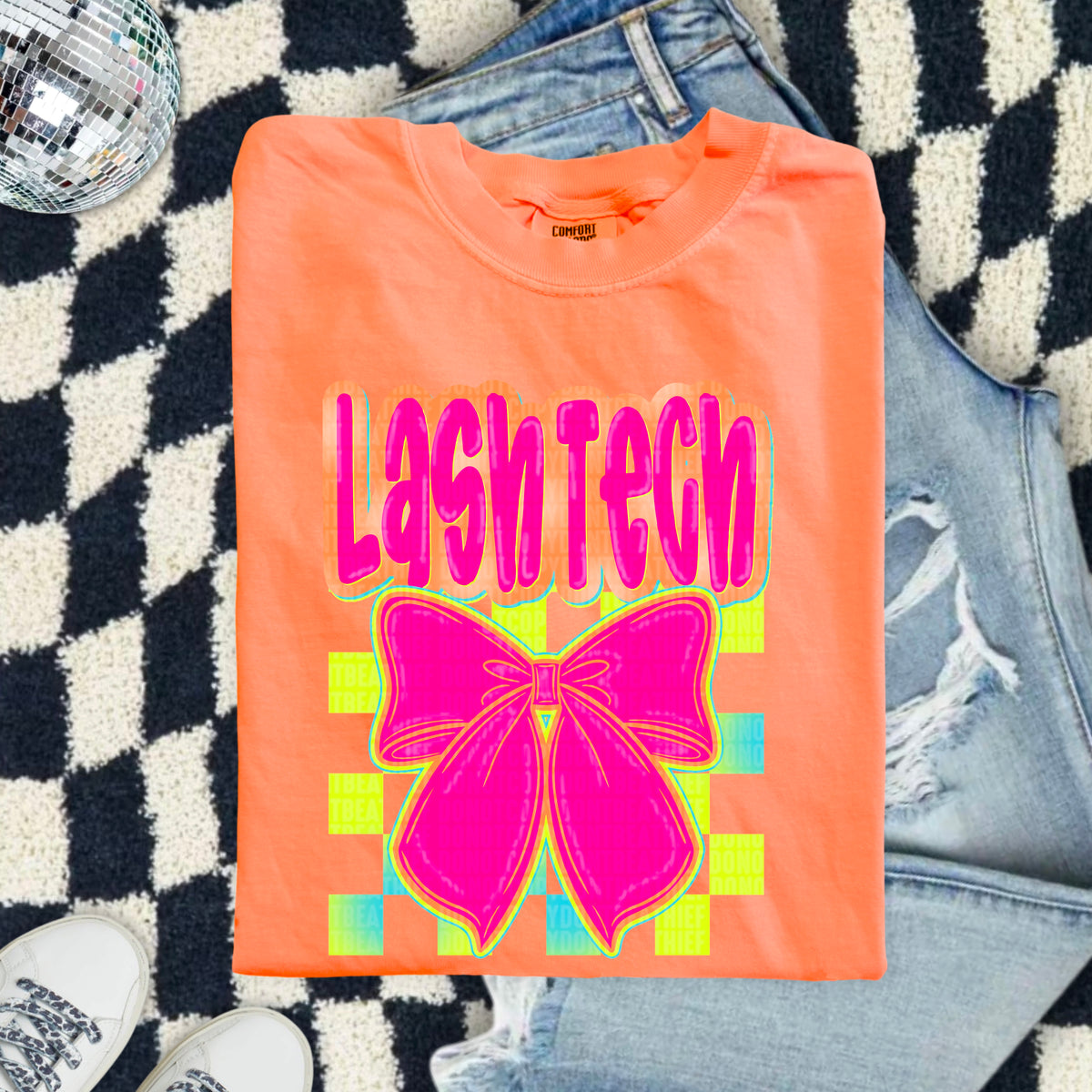 Lash tech pink bow 103821 DTF transfer