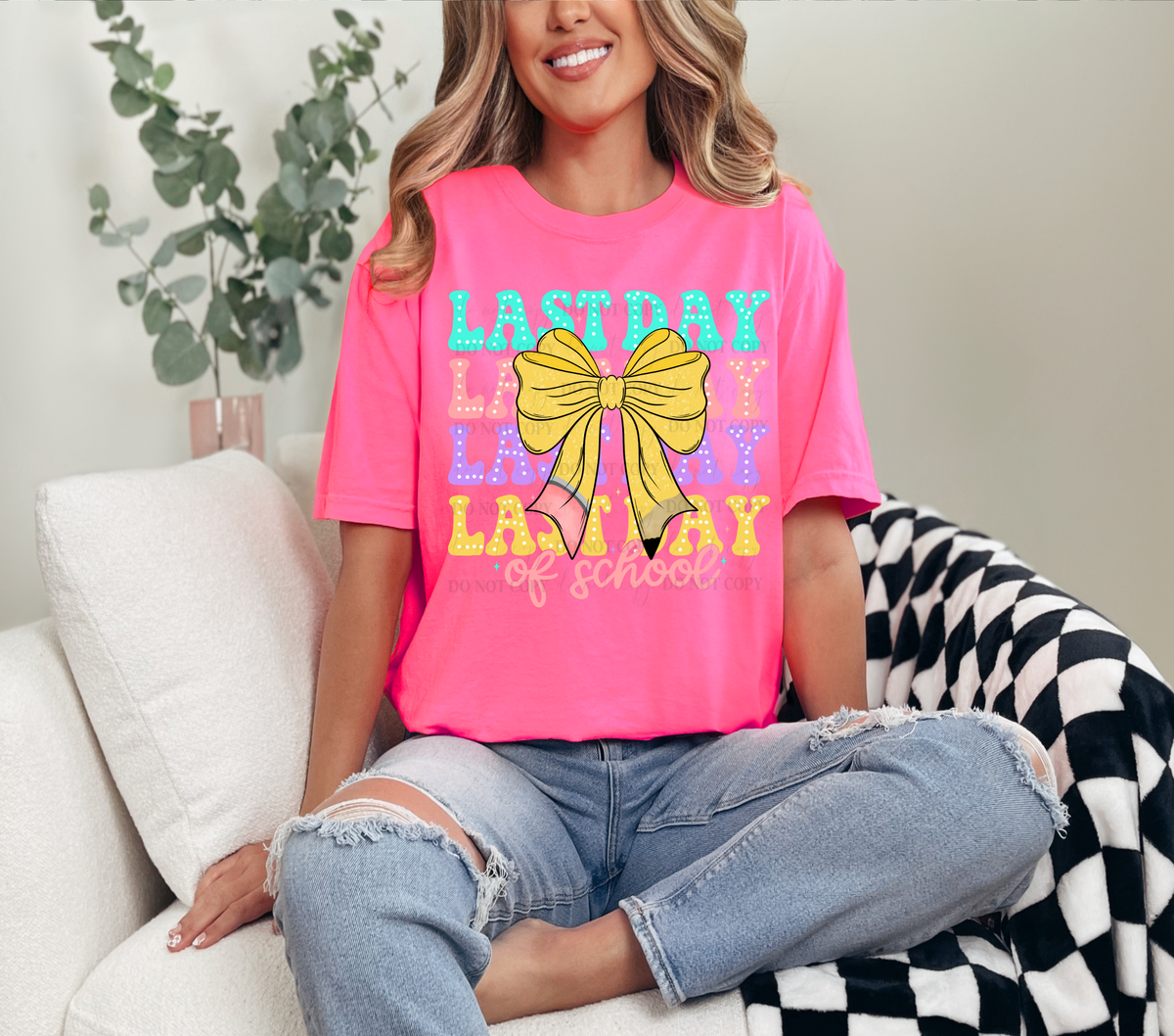 Last day of school stacked Pencil Bow (Linda) 102152 DTF transfer