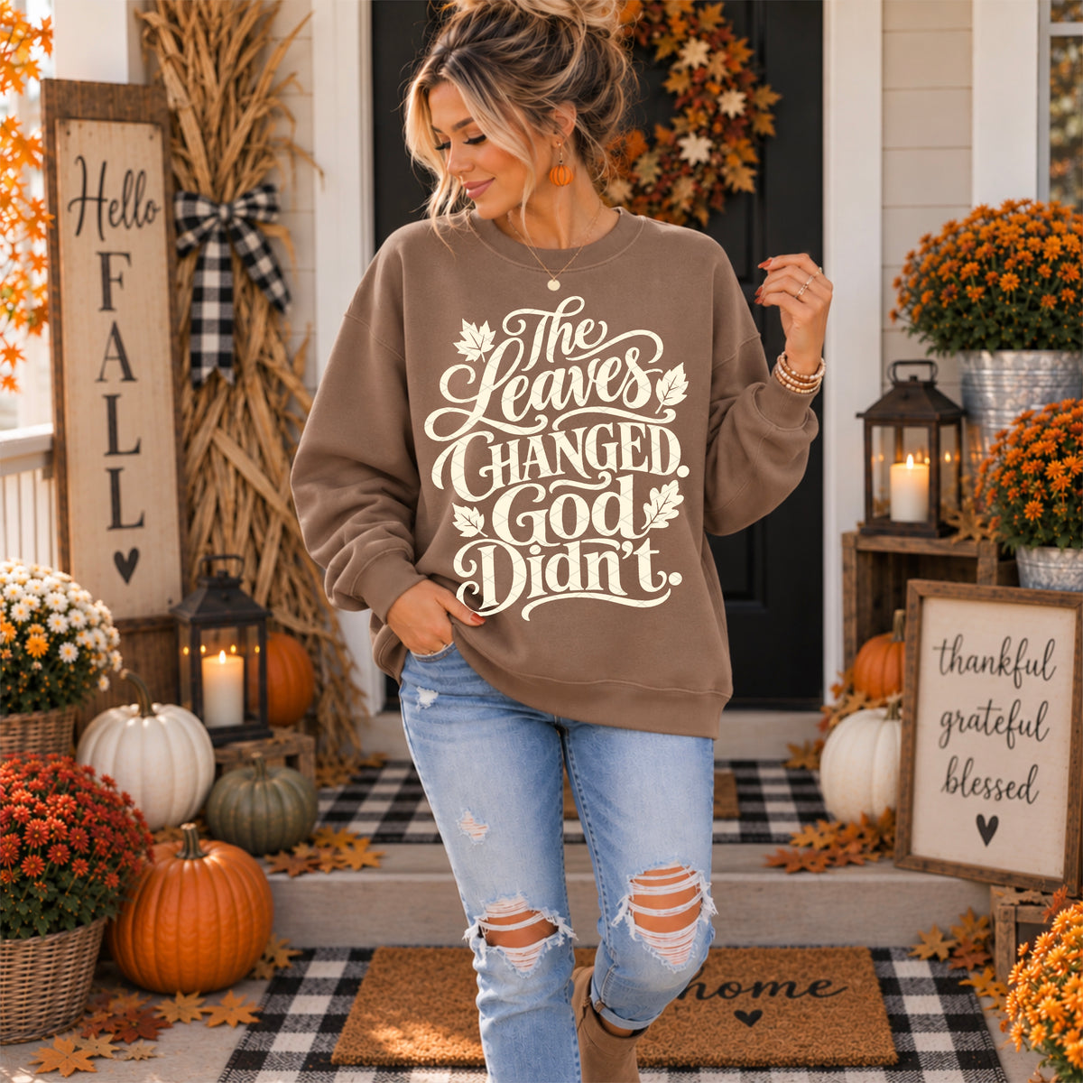 The leaves changed God didn't WHITE (SDD) DTF Transfer