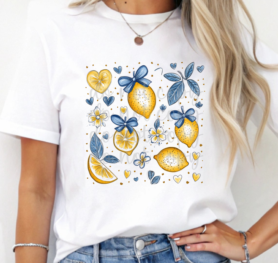 Blue Bows and Lemons (Parker) 101725 DTF transfer