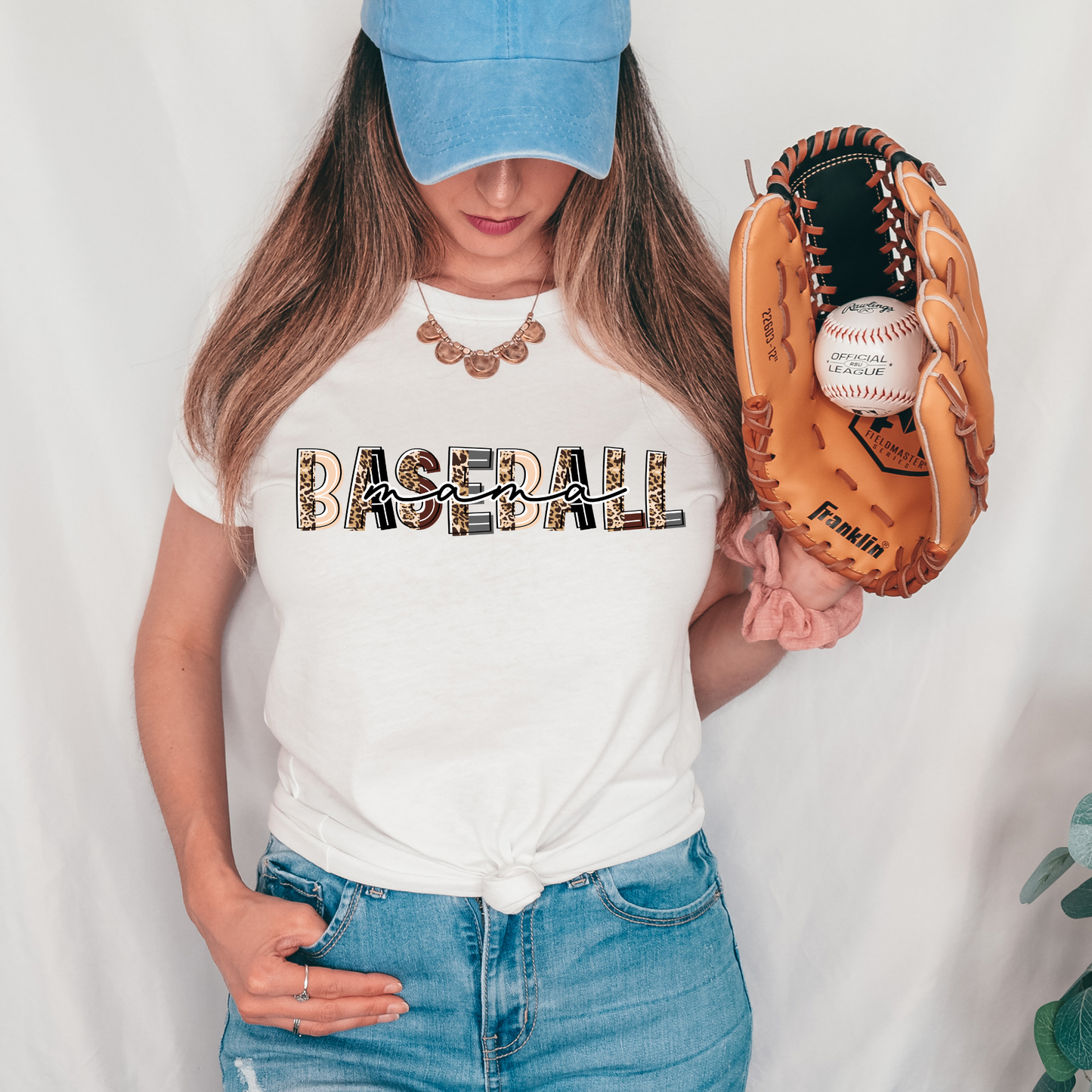 Leopard Baseball Mama (leopard print in lettering, mama overlay baseball, neutral baseball) 3007 DTF Transfer