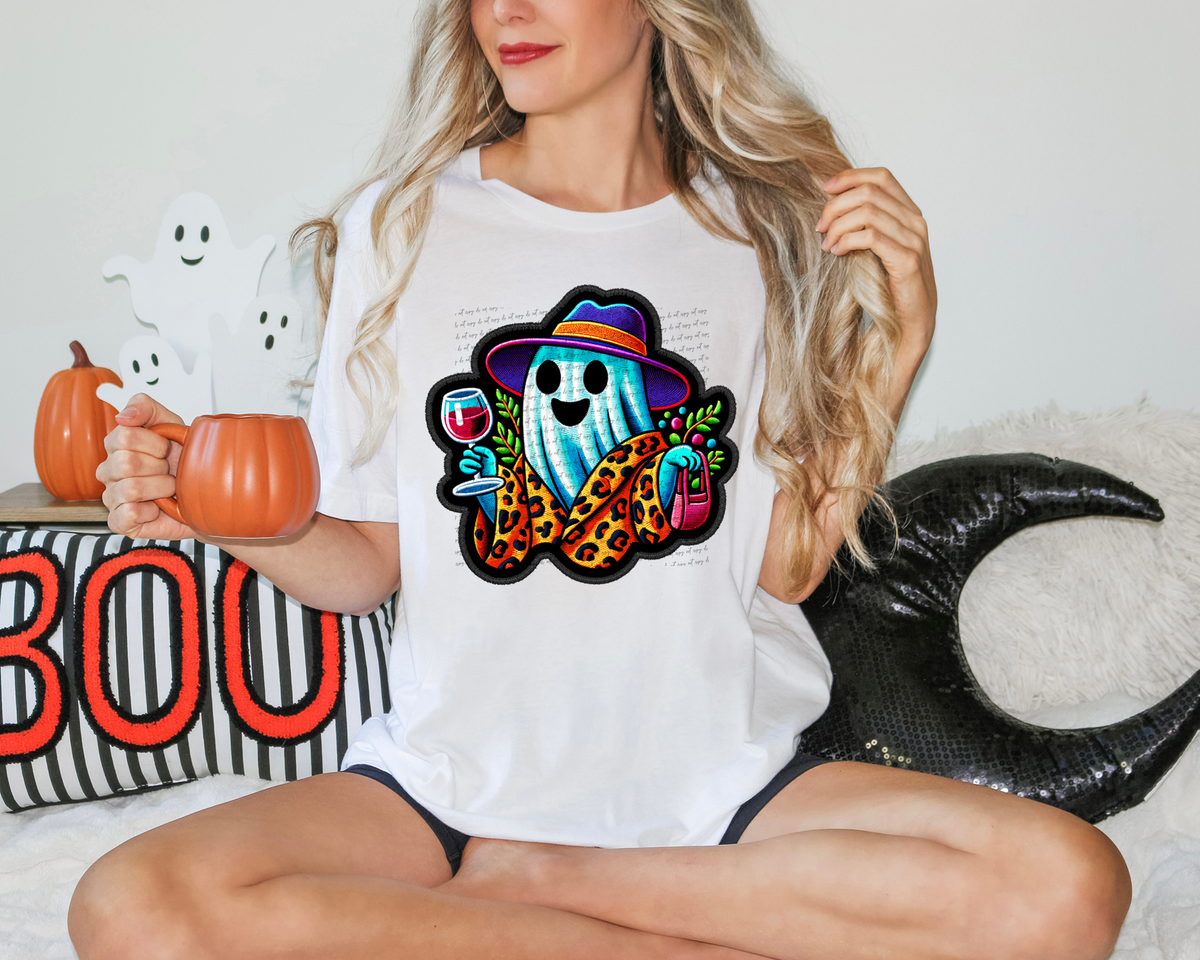 Faux Embroidery Ghost with Wine 57400 DTF transfer