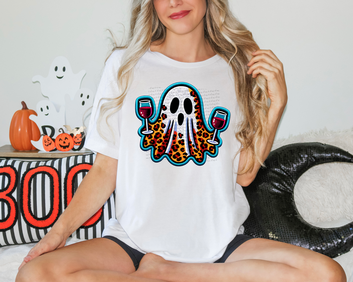 Faux Embroidery Ghost with Wines 57401 DTF transfer
