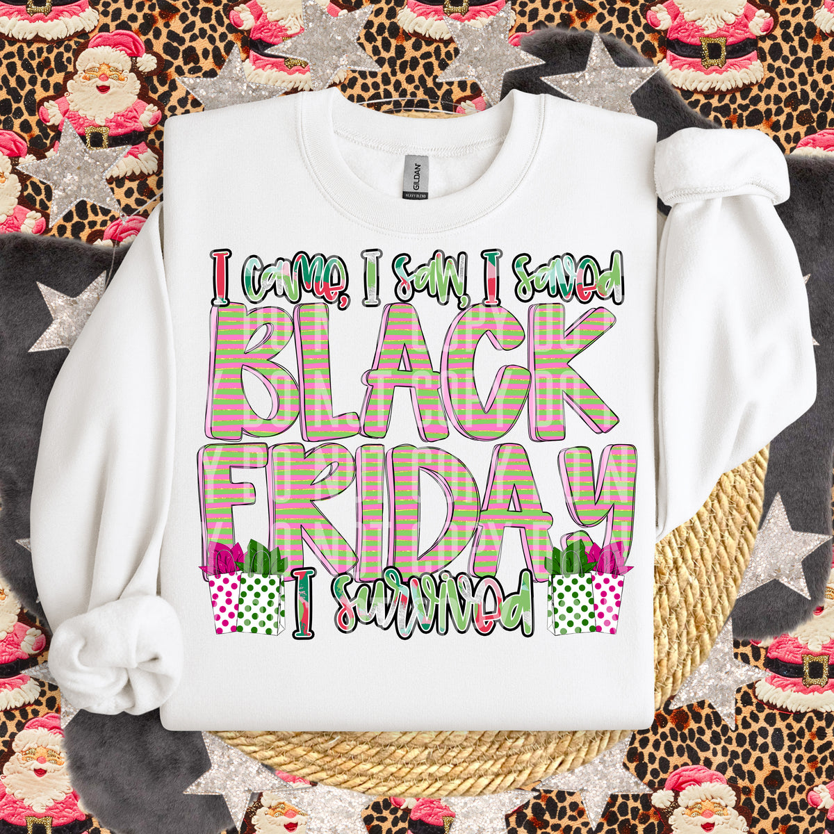 I Came I Saw I Saved I Survived Black Friday Stripes 69730 DTF transfer
